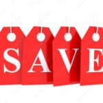 Save word text on red glossy hanging etiquette symbolizing saving money on Think and Talk Money