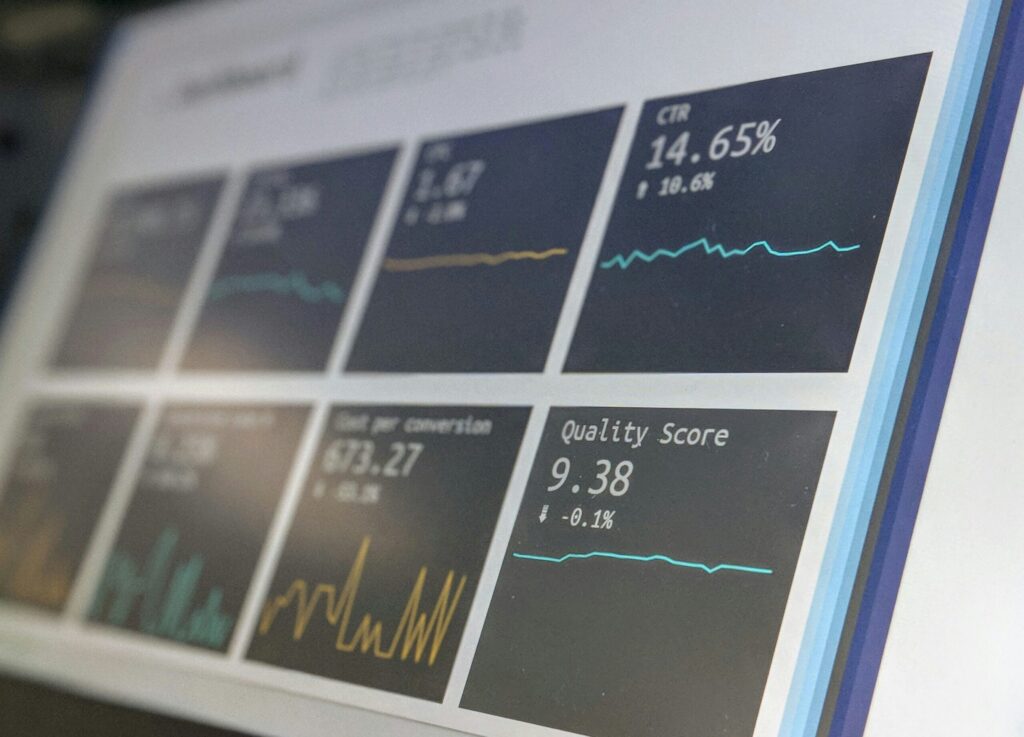 Data reporting dashboard on a laptop screen to show you how to use CoCROI and ROI to evaluate different investments.