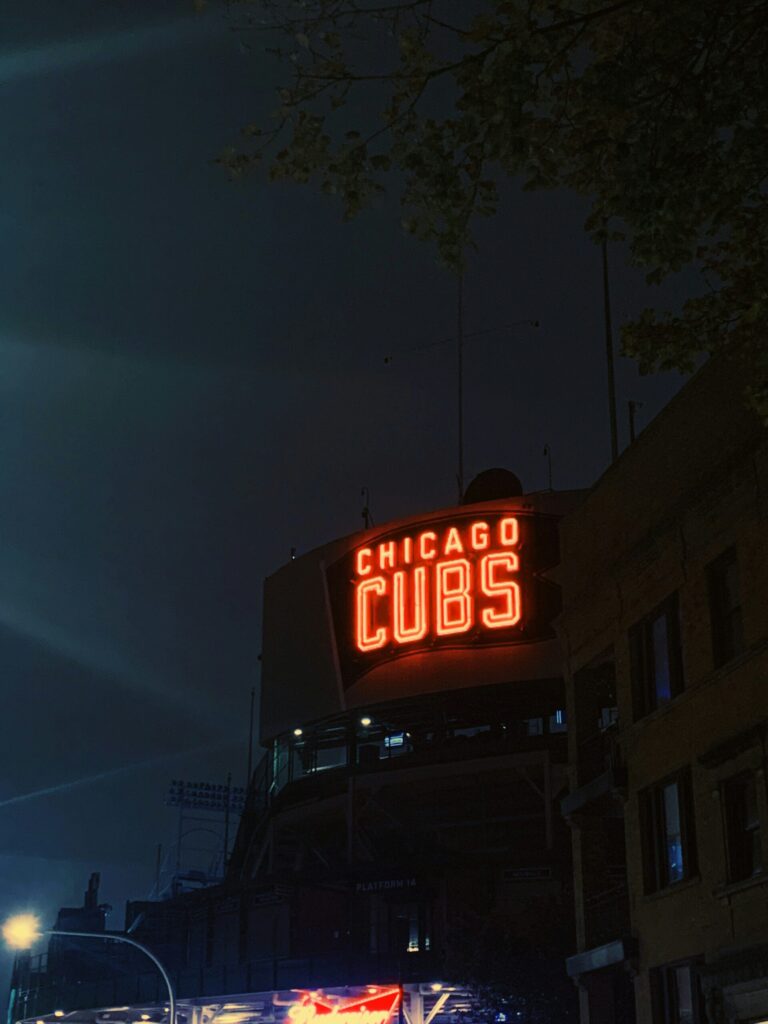 chicago cubs sing lit up reminding me of why we spend money.