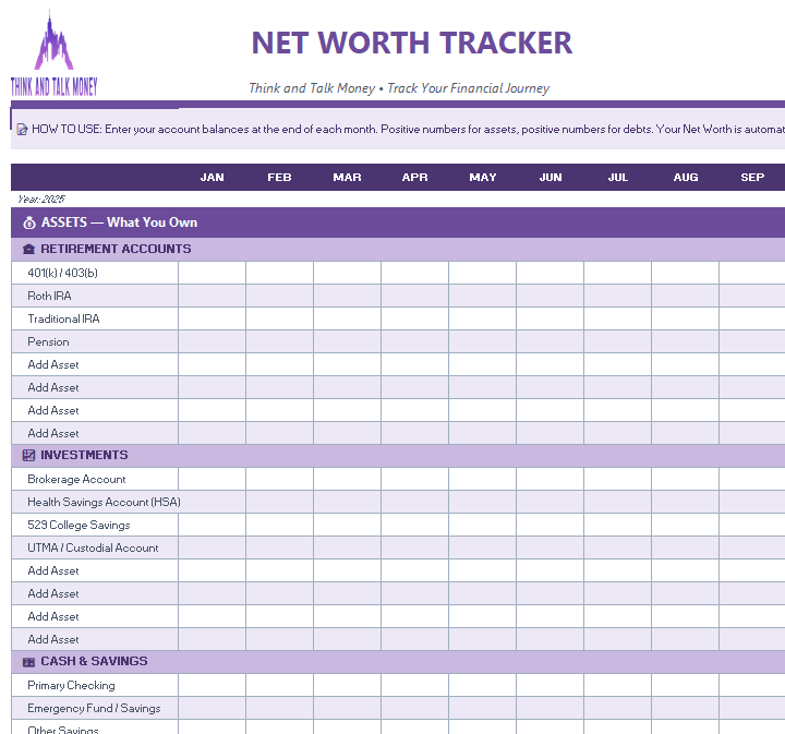 Net Worth Tracker View 1